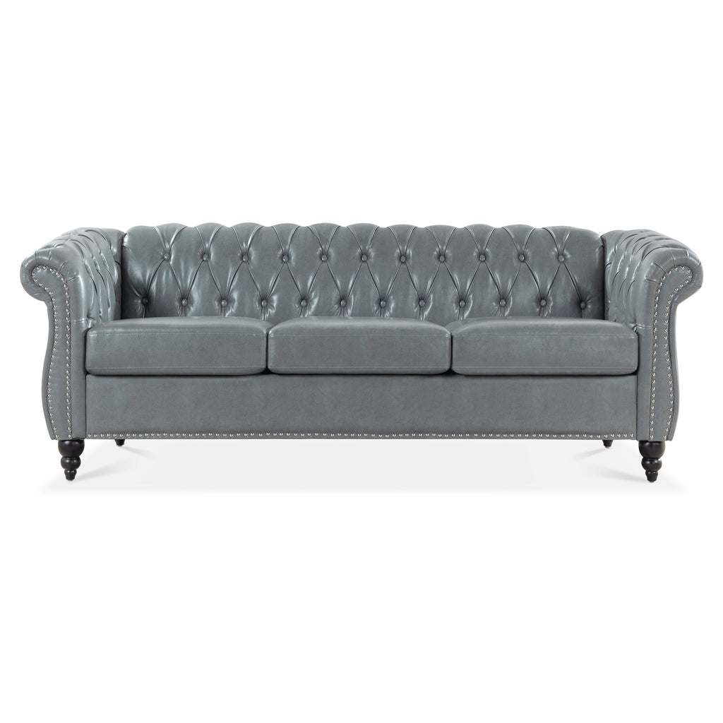 84.65' Rolled Arm Chesterfield 3 Seater Sofa.
