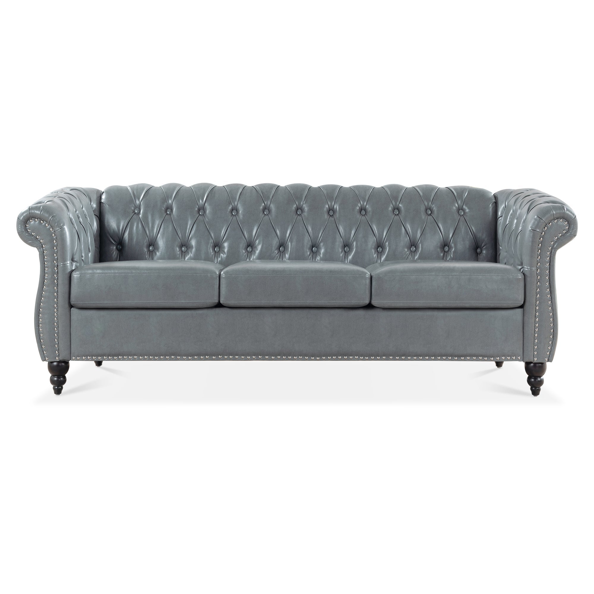 84.65' Rolled Arm Chesterfield 3 Seater Sofa.