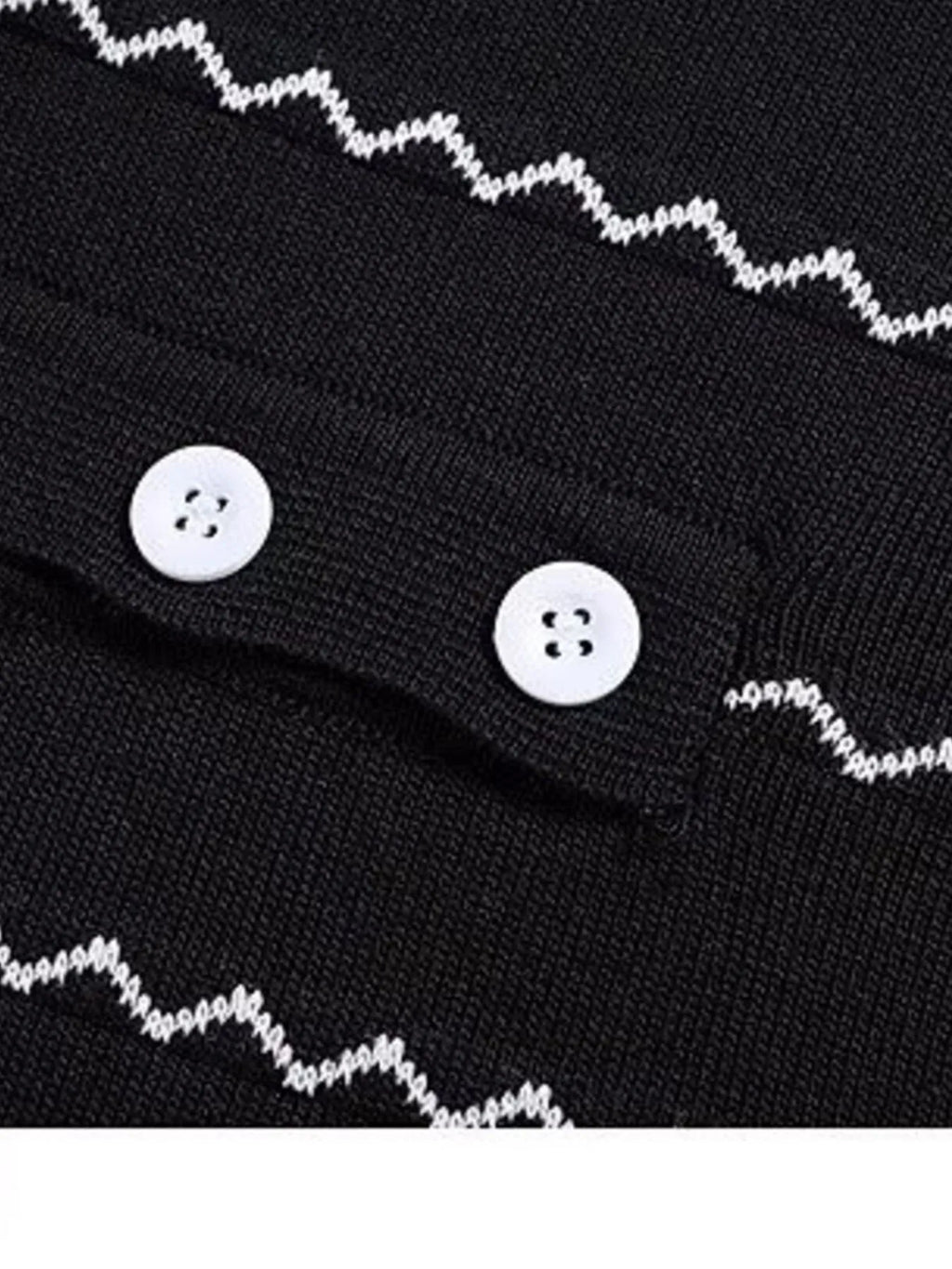 Zigzag Striped Knit Polo Plus Size