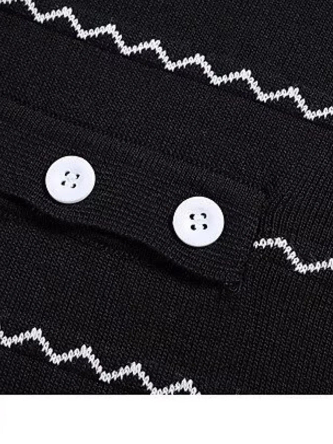 Zigzag Striped Knit Polo Plus Size