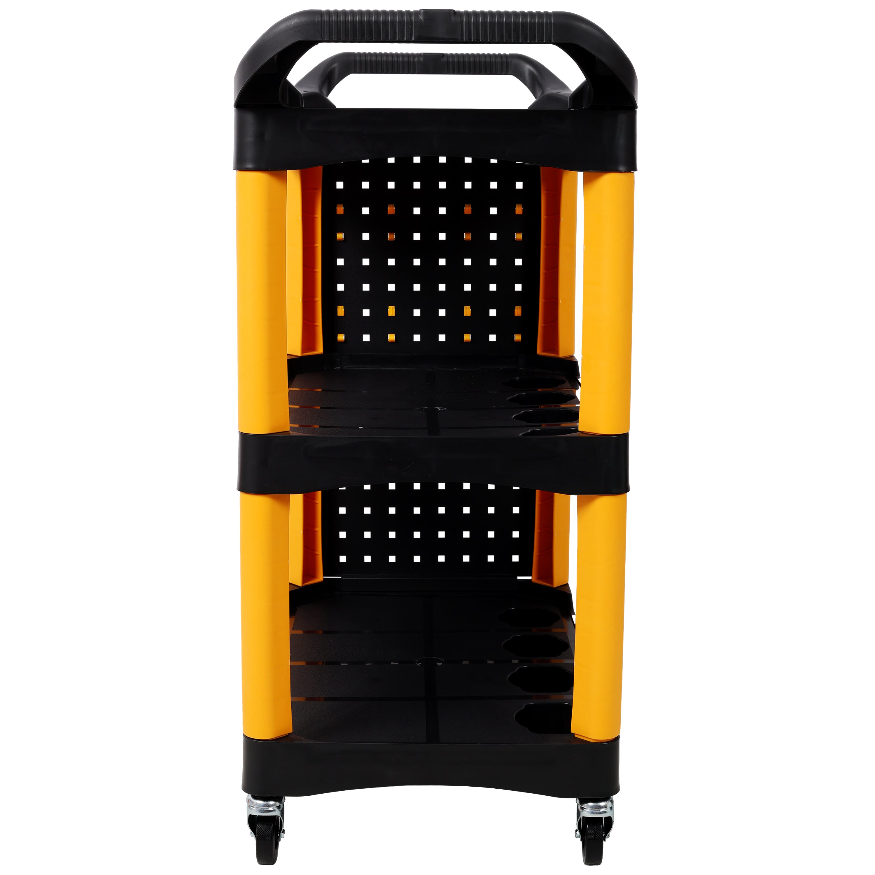 3 Tier Rolling Auto Detail Cart With Wheels,With Panel & Hook,for Detailers Garage, Workshop, Repair Shop, Storage Tool, Yellow&Black