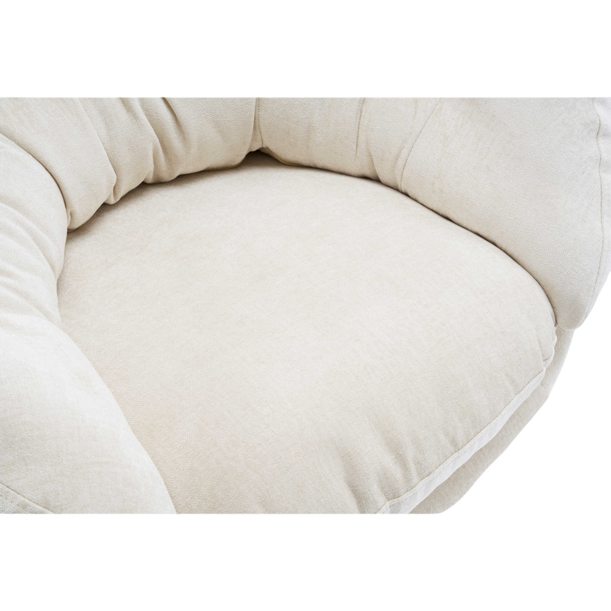 Modern Chenille Office Chair, 360° Swivel Club Chair/Accent Chair with Removable Cushion, Round Office Chair, Black Metal Base, Cotton Material, Living Room, Bedroom, Reading Corner, Office (Beige)