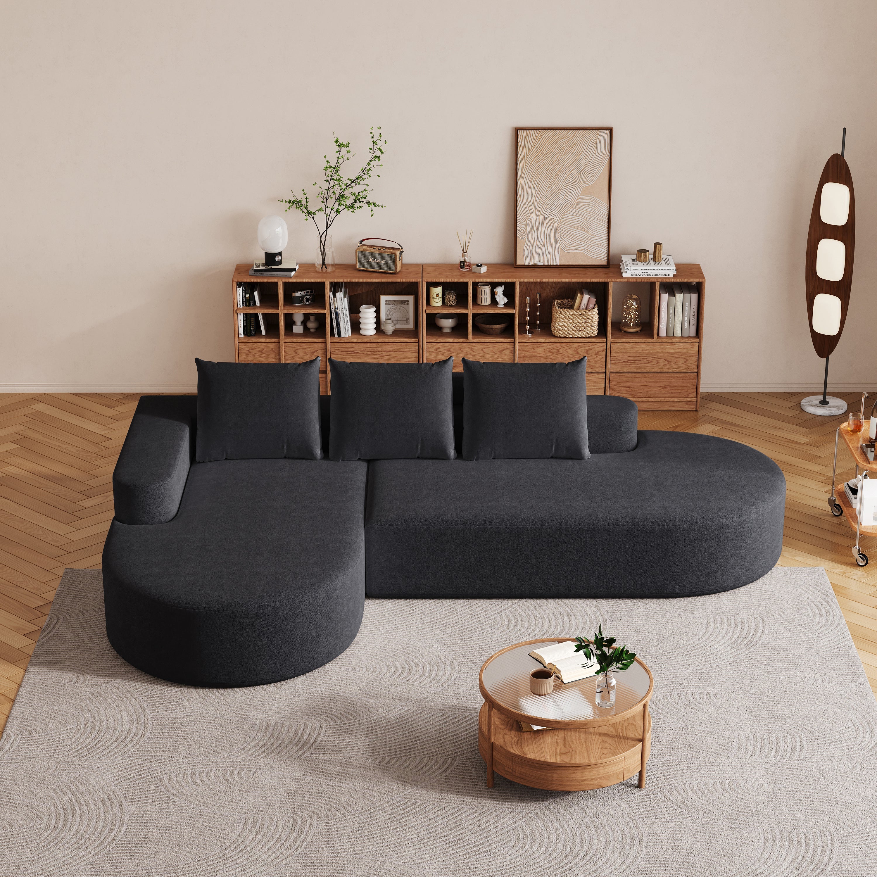 Modern Curved sofa ,Chenille Upholstered Sectional Sofa Couch Set,Modular 108.5' L Shaped Sectional Living Room Sofa Set With 3 Pillows,Free Combination Sofa Couch for Living Room,Bedroom