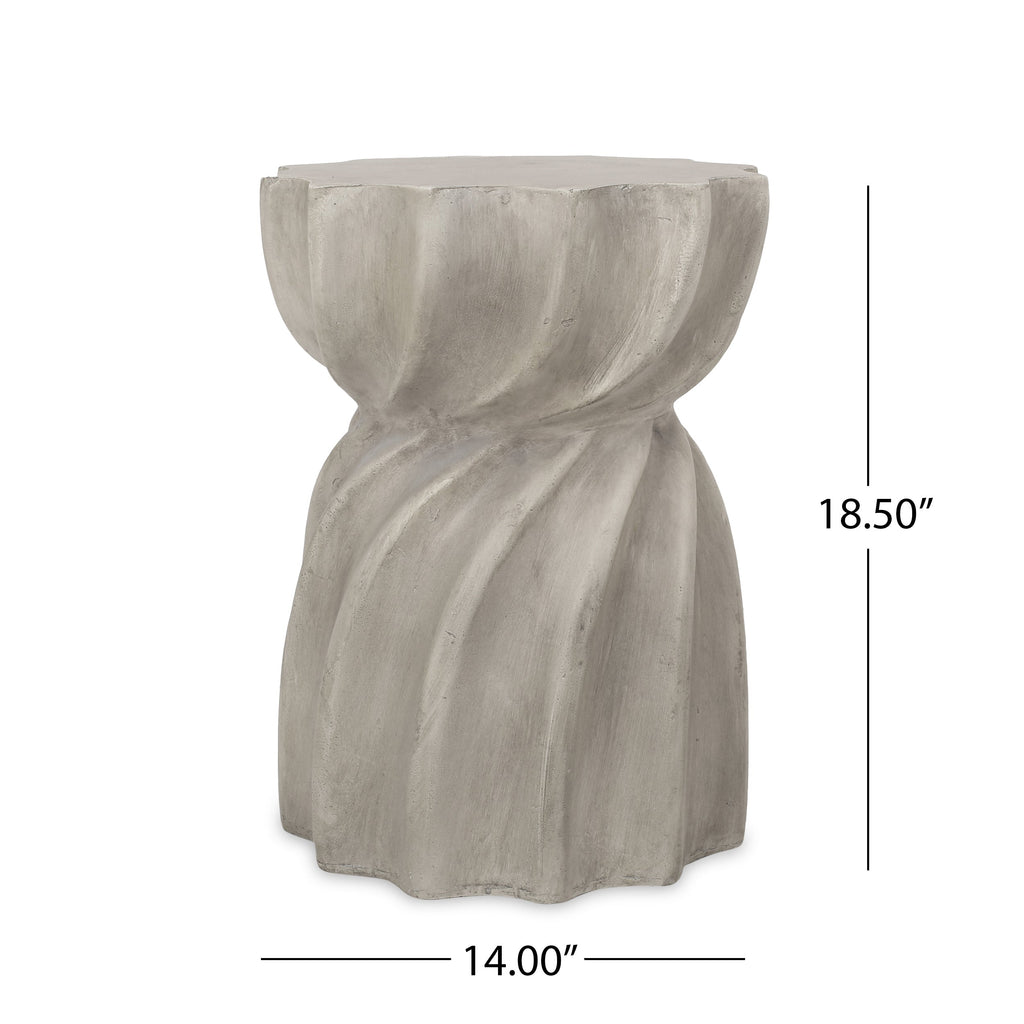 Modern CANIS Side Table Outdoor Use Grey Magnesium Oxide 14 x 14 x 18.5 inches