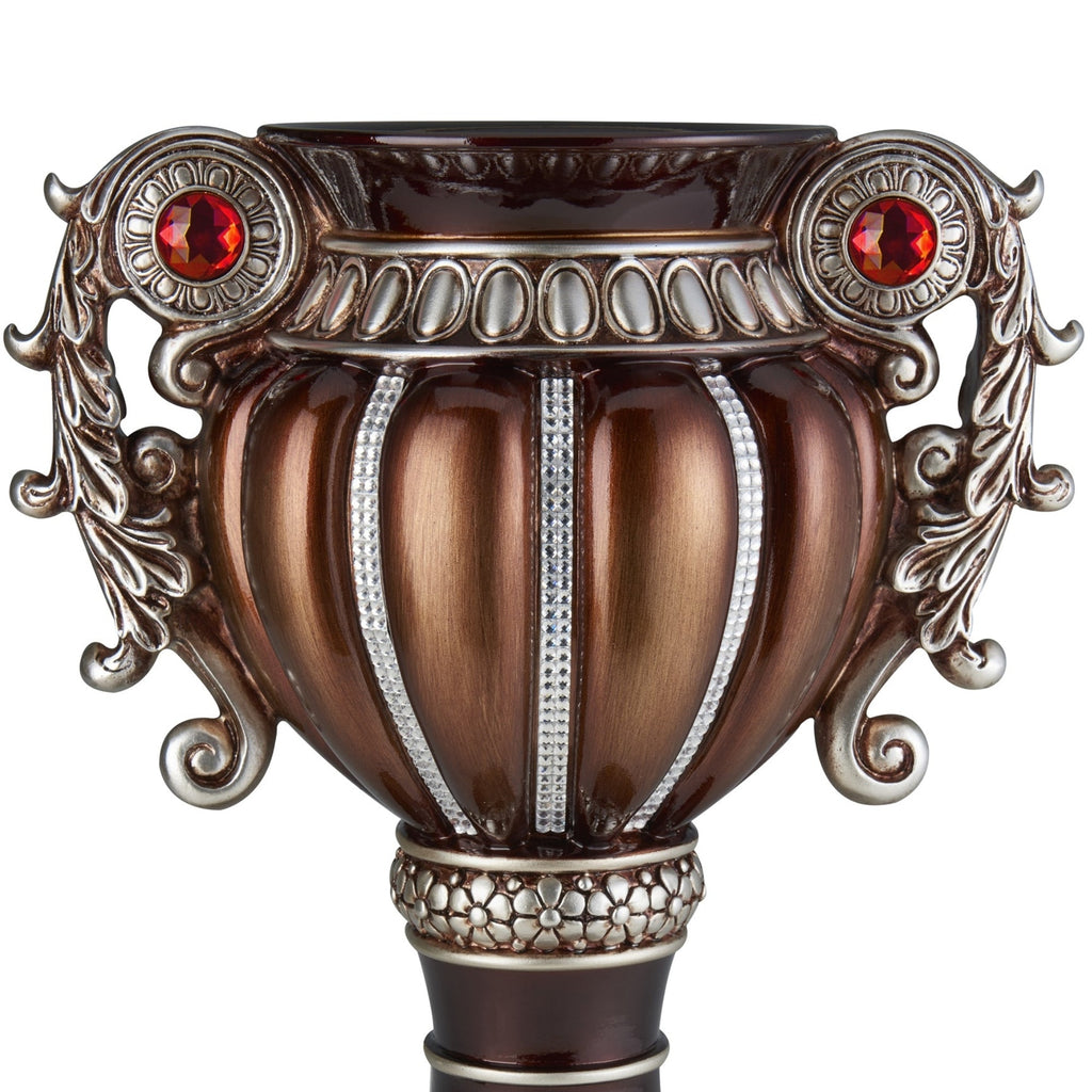 17.5" Tall" Delicata" Urn-Shaped Decorative Vase, Bronze with Silver Accents