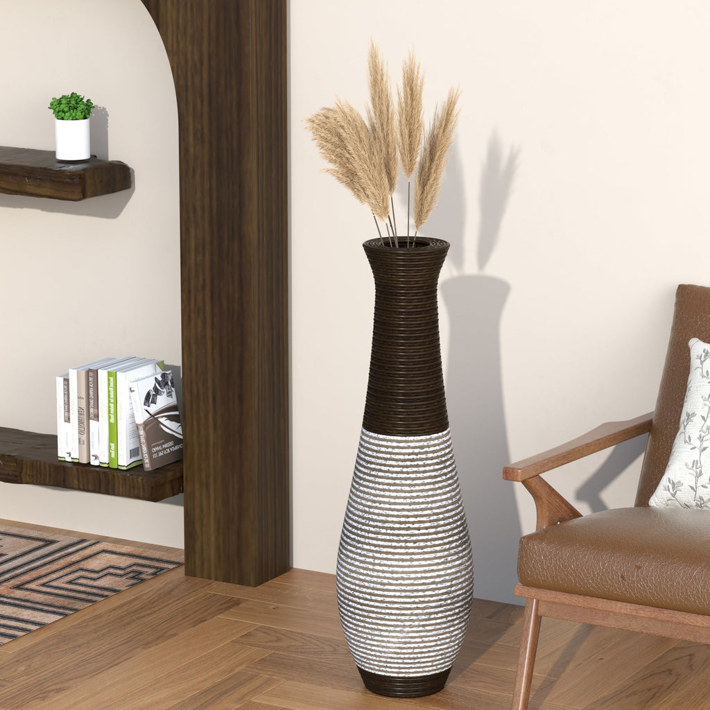 39-Inch Tall Standing Designer Floor Vase - Durable Artificial Rattan - Elegant Two-Tone Dark Brown Finish - Ideal Decor Accent for Living Room, Bedroom, Entryway - Stylish Home Decor Statement Piece
