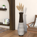 39-Inch Tall Standing Designer Floor Vase - Durable Artificial Rattan - Elegant Two-Tone Dark Brown Finish - Ideal Decor Accent for Living Room, Bedroom, Entryway - Stylish Home Decor Statement Piece
