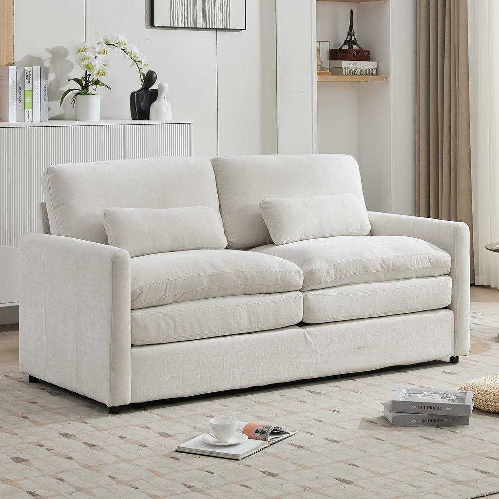 68.1' Cozy Upholstered Loveseat Sofa Oversized Comfy Comfy Cloud Sofa Double Cushion Loveseat Sofa Plush Cushion Sofa Couch for Living Room, Beige