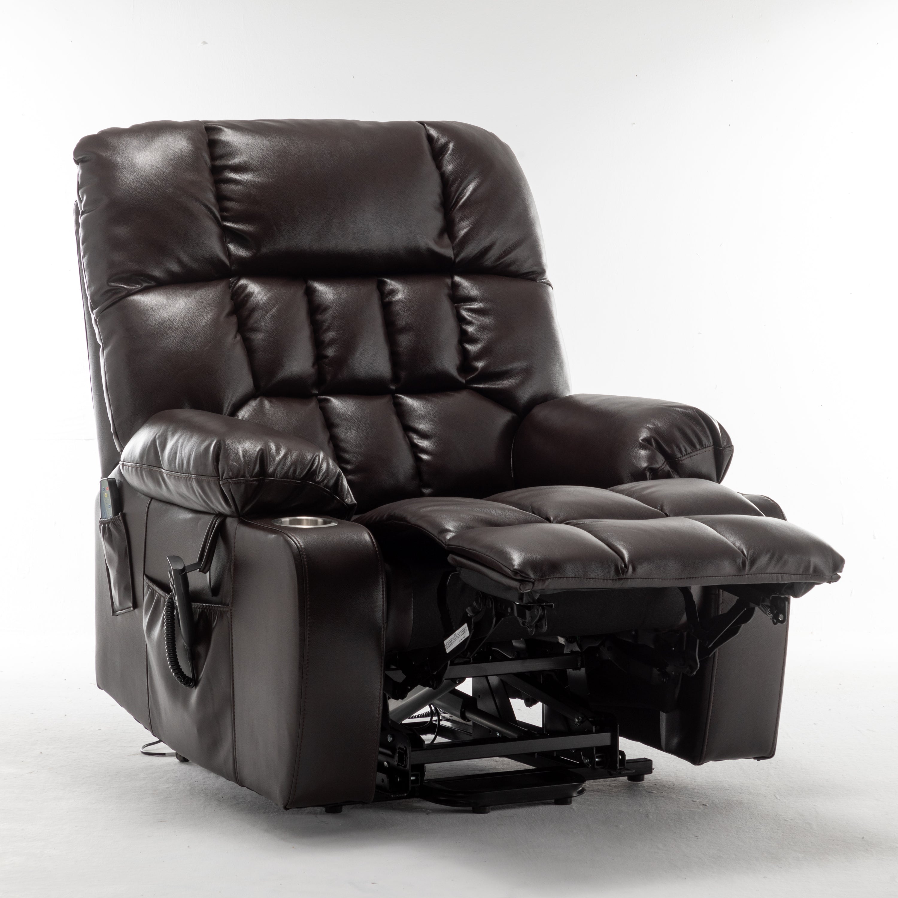 Lift Chair for Big and Tall Person with Inconvenient Legs: High Density Foam Lift Sofa with Heat and Massage, 2 Pockets, 2 Cup Holder, 2 Remote, OKIN Motor