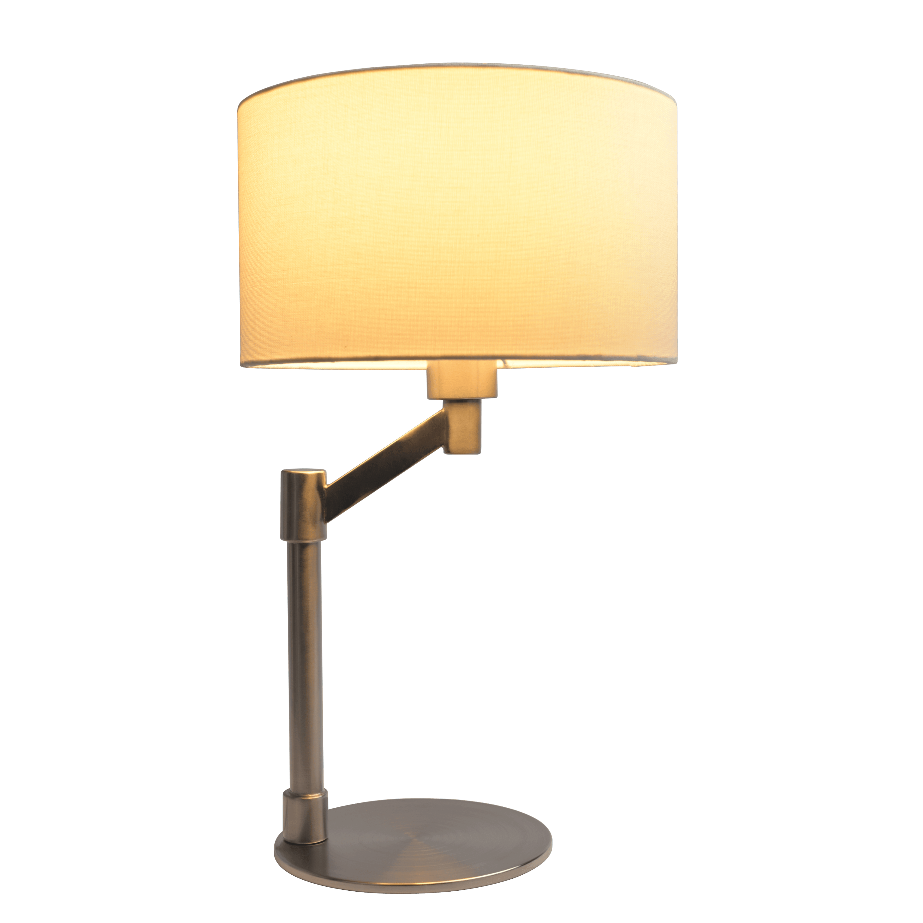 Horizon Brushed Nickel Table Lamp with On/Off Switch Curved Metal Base Linen Shade