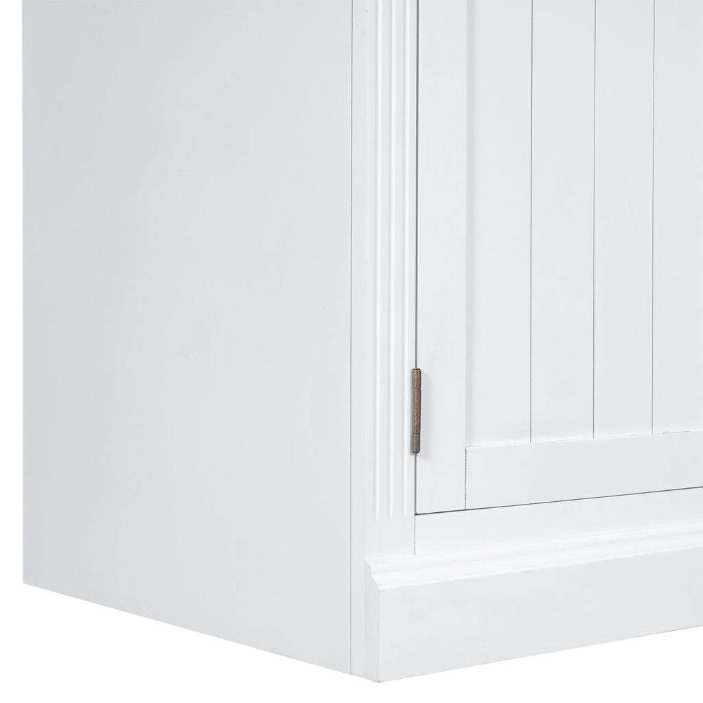 83.4"Tall Bookshelf Suite, Modern Bookcase Suite with LED Lighting,Doors and Drawers,2-Piece Set Storage Bookcase with Open Shelves for Living Room,Home Office,White