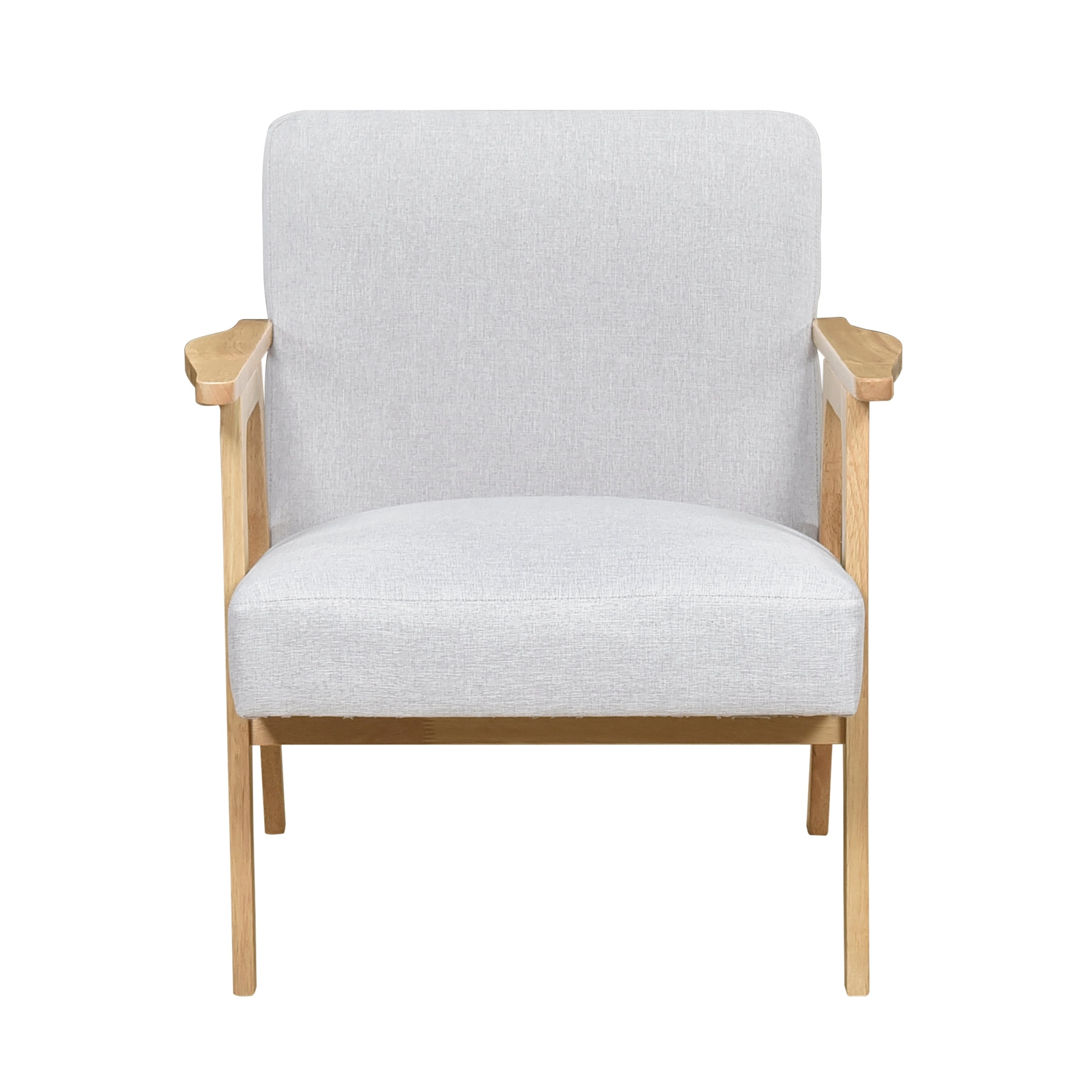 Modern Home Furniture Gray Fabric Upholstery 1pc Accent Chair Solid Rubberwood Natural Finish Contemporary Cushion Seat
