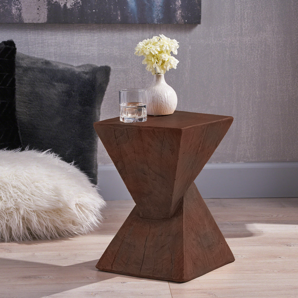 GEOMETRIC MGO SIDE TABLE,DARK BROWN COLOR