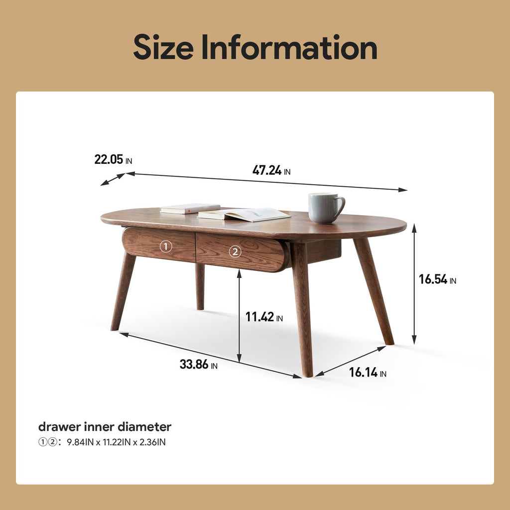 Capsule centre table Low table Table with drawers 100% solid wood Top board Desk Coffee table W 120 x D 52 x H 46 cm Study table Work from home Easy to assemble Natural wood Natural writing desk