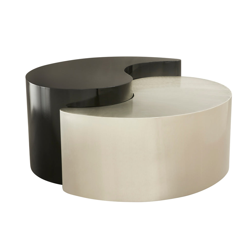 Modern & Contemporary Style Coffee Table Made with Iron Sheet Frame in Black & Silver