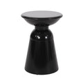 Modern Outdoor Metal End Table with Pedestal Structure in Black Iron, 15x15x20.75 Inches