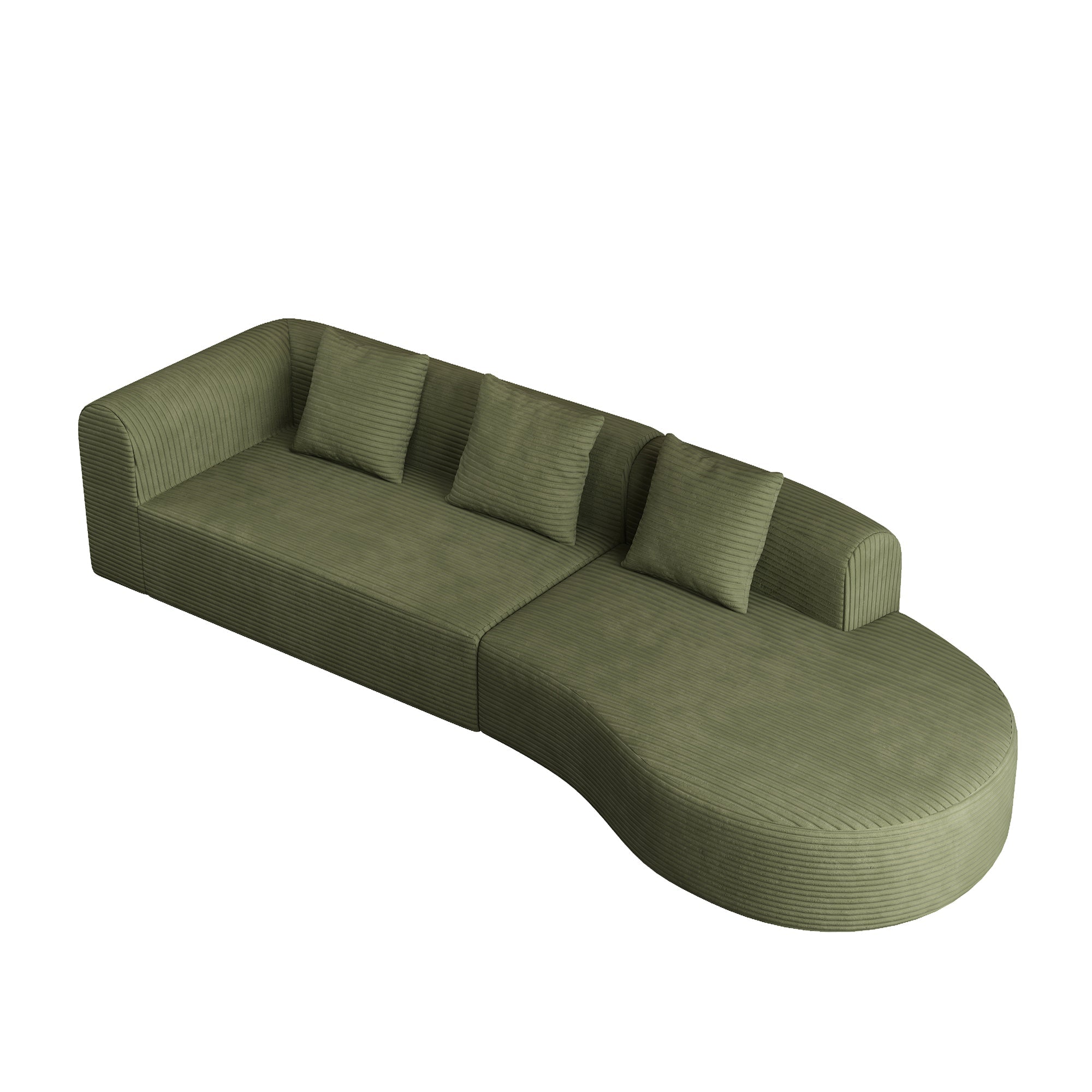 123*37 inch extra large deep modular sofa, cloud sofa 4-person sofa, can sit or lie down, living room corduroy modular sofa, no assembly required, green
