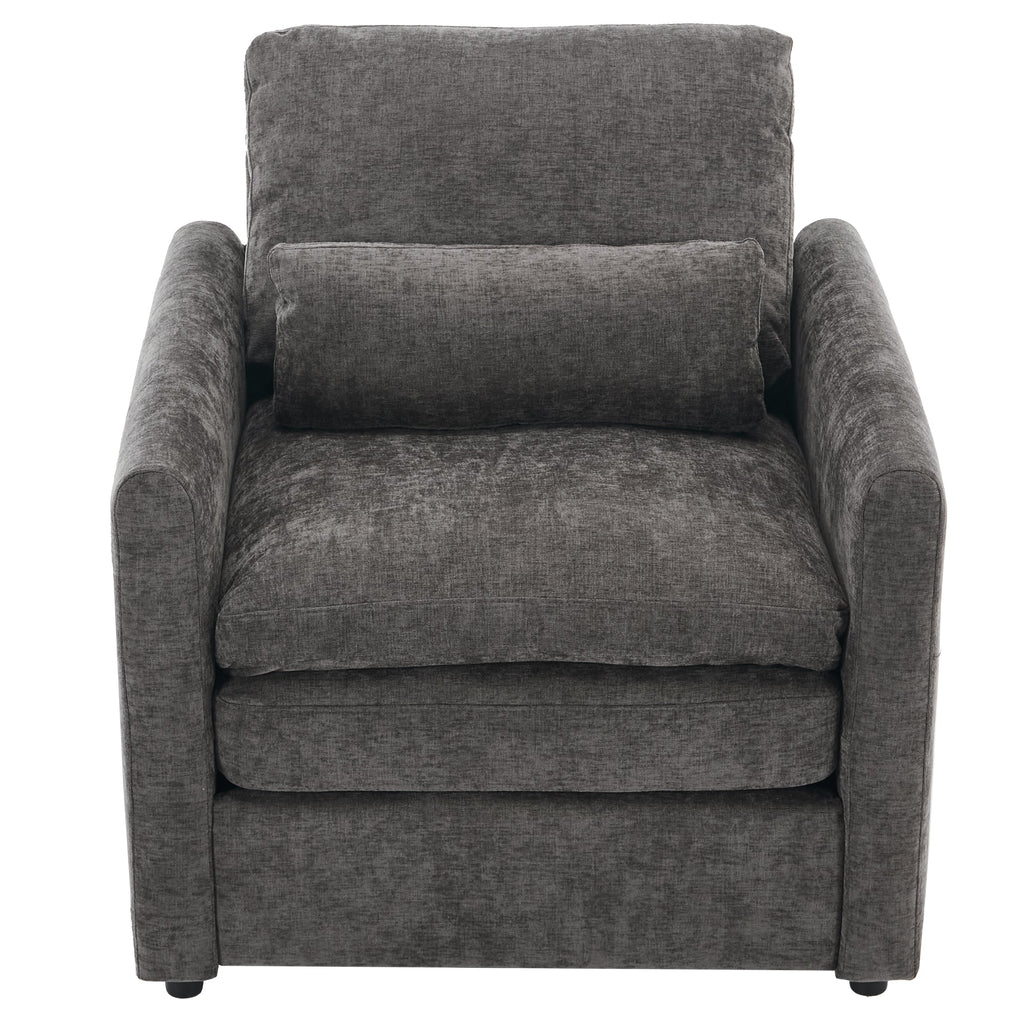 31.9' Cozy Upholstered Armchair Oversized Comfy Cloud Sofa Double Cushion Single Sofa Plush Cushion Armchair for Living Room, Grey