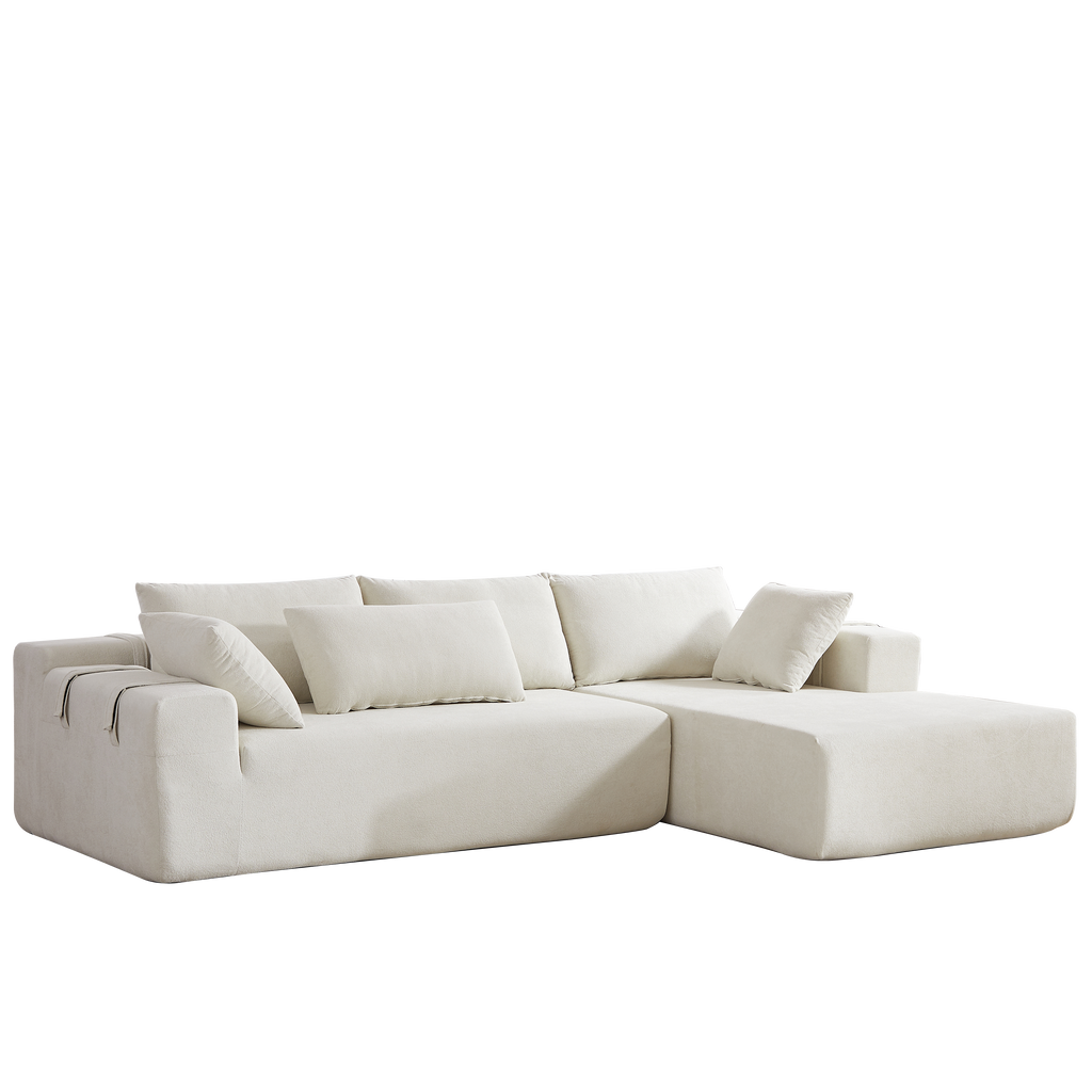 Modern Chenille Upholstered Sectional Sofa Couch Set,Modular 108' L Shaped Sectional Living Room Sofa Set With 6 Pillows,Free Combination Sofa Couch for Living Room,Bedroom(Right Chaise)