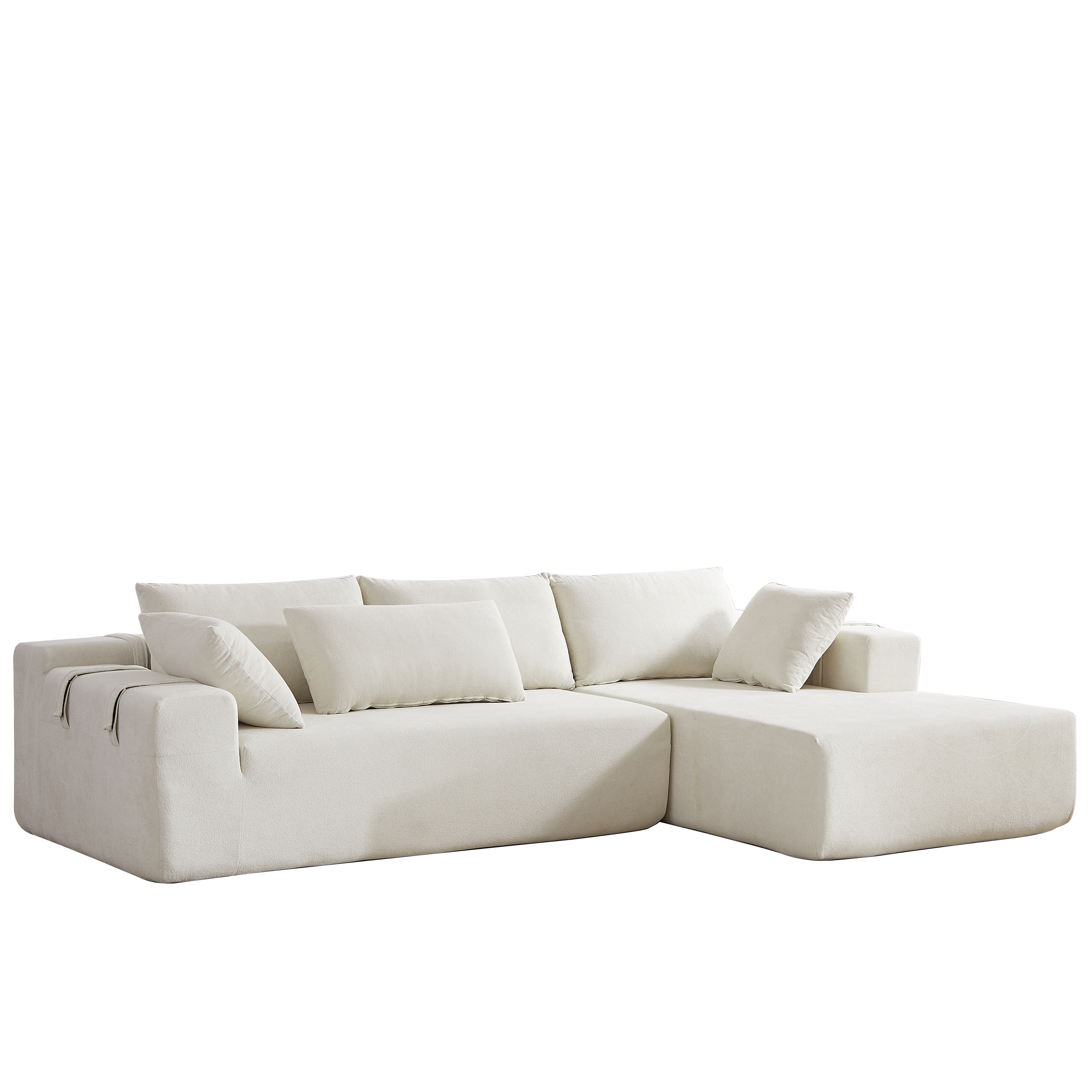 Modern Chenille Upholstered Sectional Sofa Couch Set,Modular 108' L Shaped Sectional Living Room Sofa Set With 6 Pillows,Free Combination Sofa Couch for Living Room,Bedroom(Right Chaise)