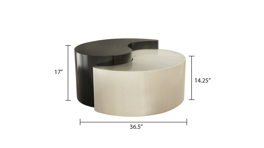 Modern & Contemporary Style Coffee Table Made with Iron Sheet Frame in Black & Silver