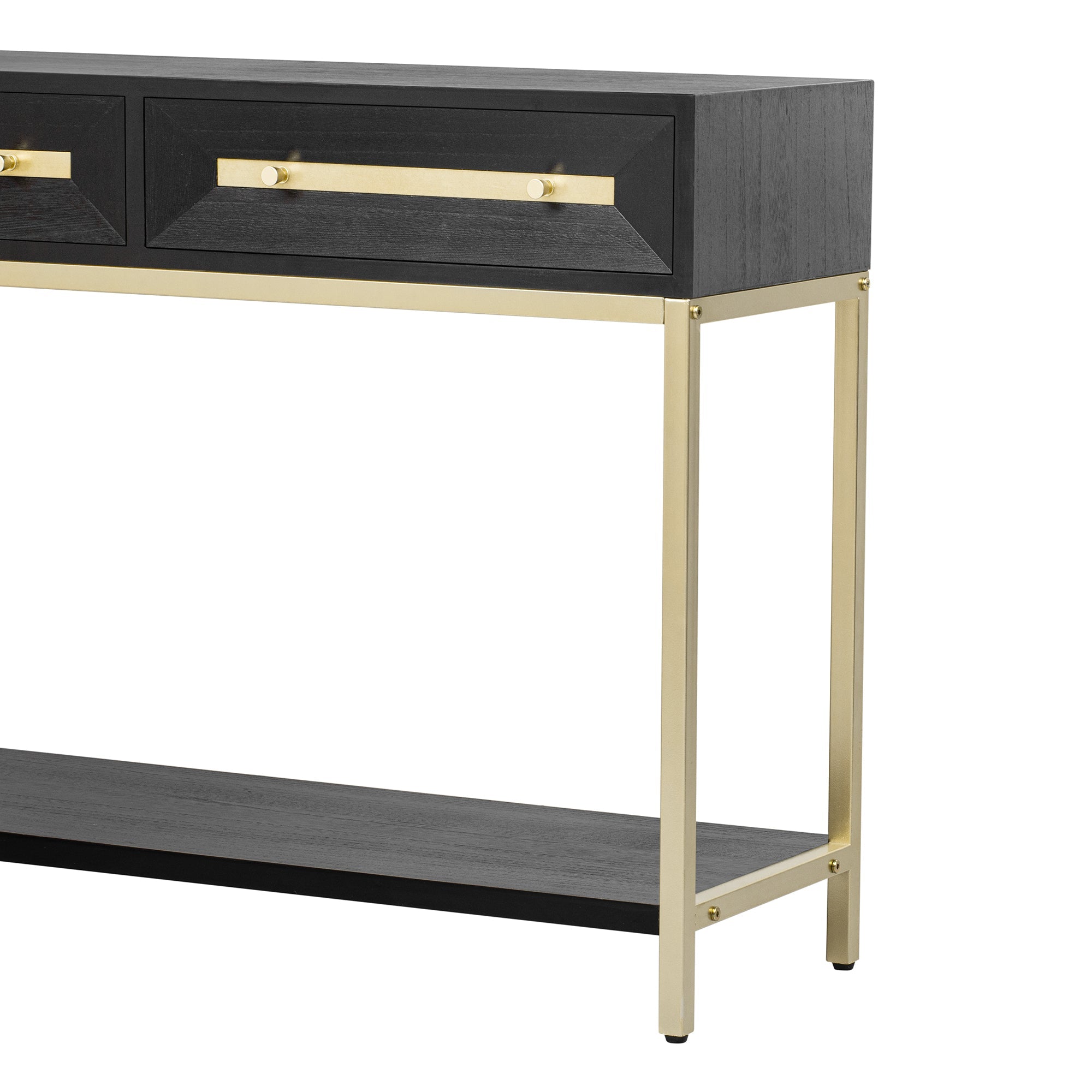 TREXM Entryway Table, Console Table with Two Drawers, Retro Hallway Table with Striking Geometric Design for Entryway and Living Room (Black)