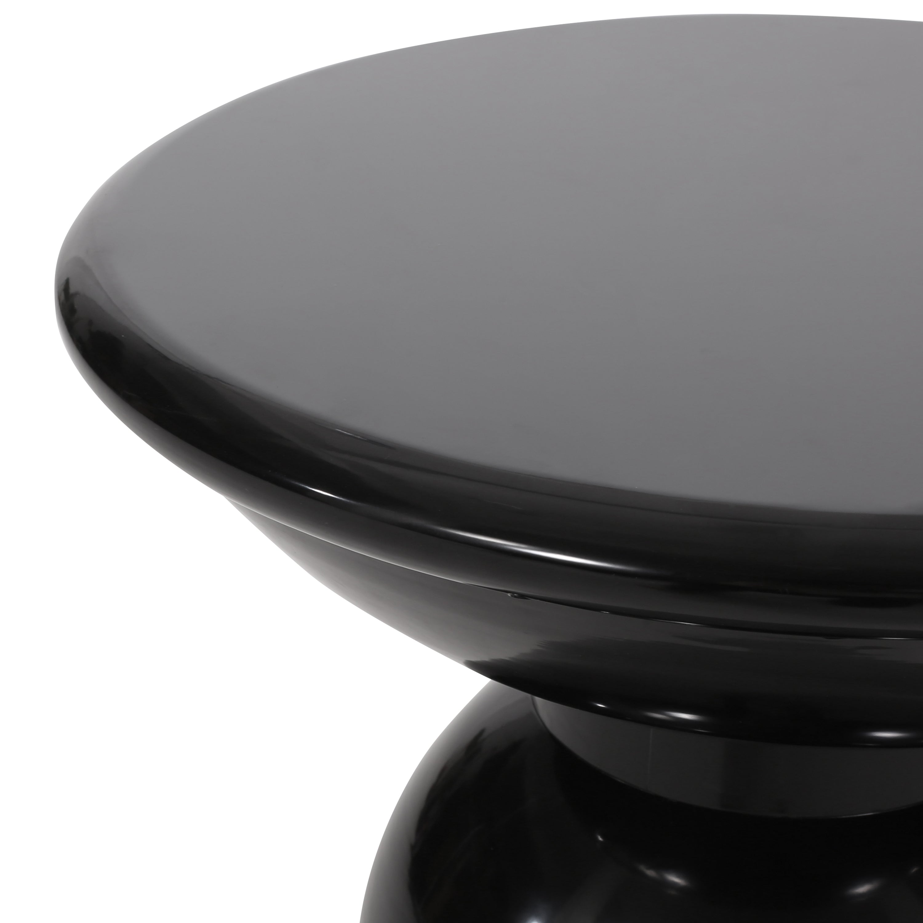 Modern Outdoor Metal End Table with Pedestal Structure in Black Iron, 15x15x20.75 Inches