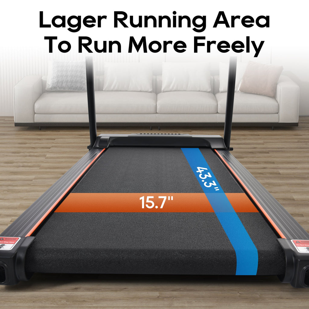Treadmills for Home, Folding Treadmill with Incline and Heart Rate Sensor, 2.5HP Quiet Brushless with USB Charge Station, Small Space Portable Running Walking Machine, 300lbs Weight Capacity