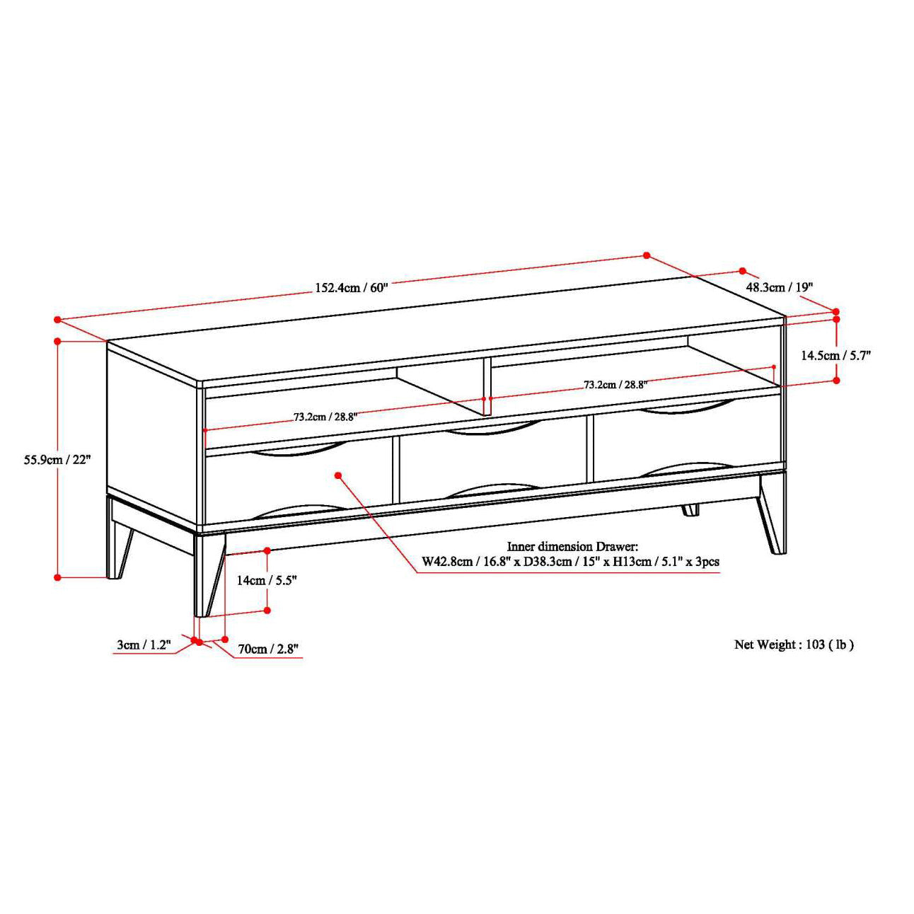 Harper - TV Media Stand - White