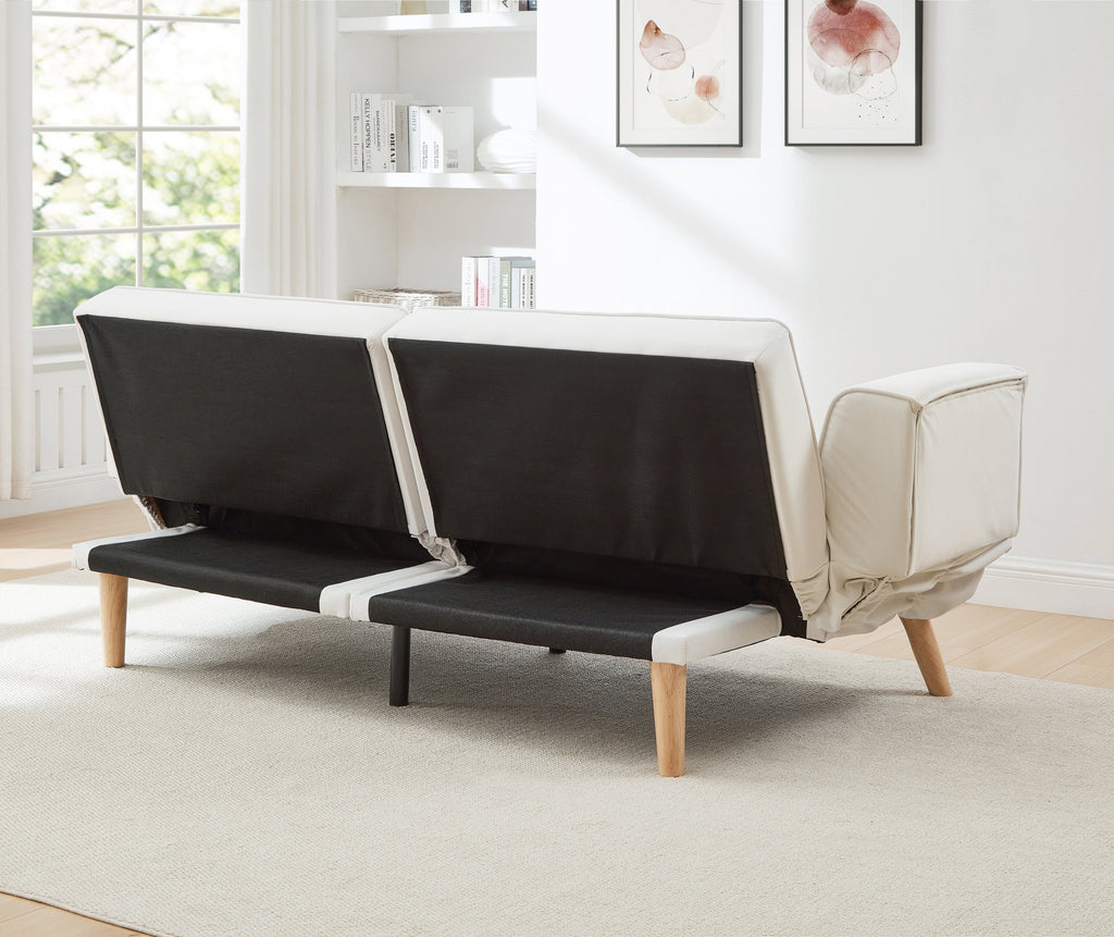 72.8'' Futon Sofa Bed, Sleeper Sofa, Small Couch with Adjustable Armrests, Adjustable Recliner Sleeper Sofa Bed for Living Room, Bedroom, Apartment, Beige