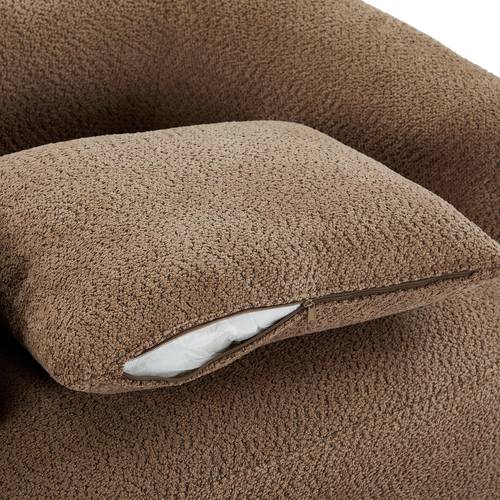 Chenille Upholstered 360° Swivel Chair with Throw Pillow, Dark Brown, 38.2' Accent Chair Sofa for Living Room and Office