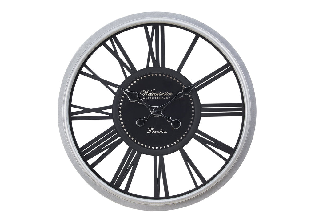 Clocks, 20' Round, Wall Clock, Black, Silver, Transitional