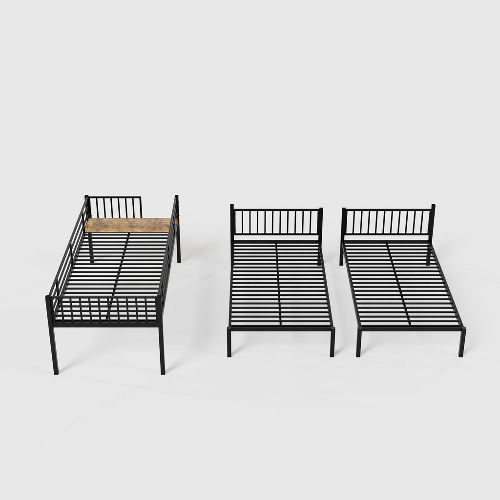 Triple Bunk Bed for Kids,3 Bed Bunk Beds for 3,Metal Triple Bunk Beds,Separates Into 3 Twin Beds,Noise Reduced Structure,Black