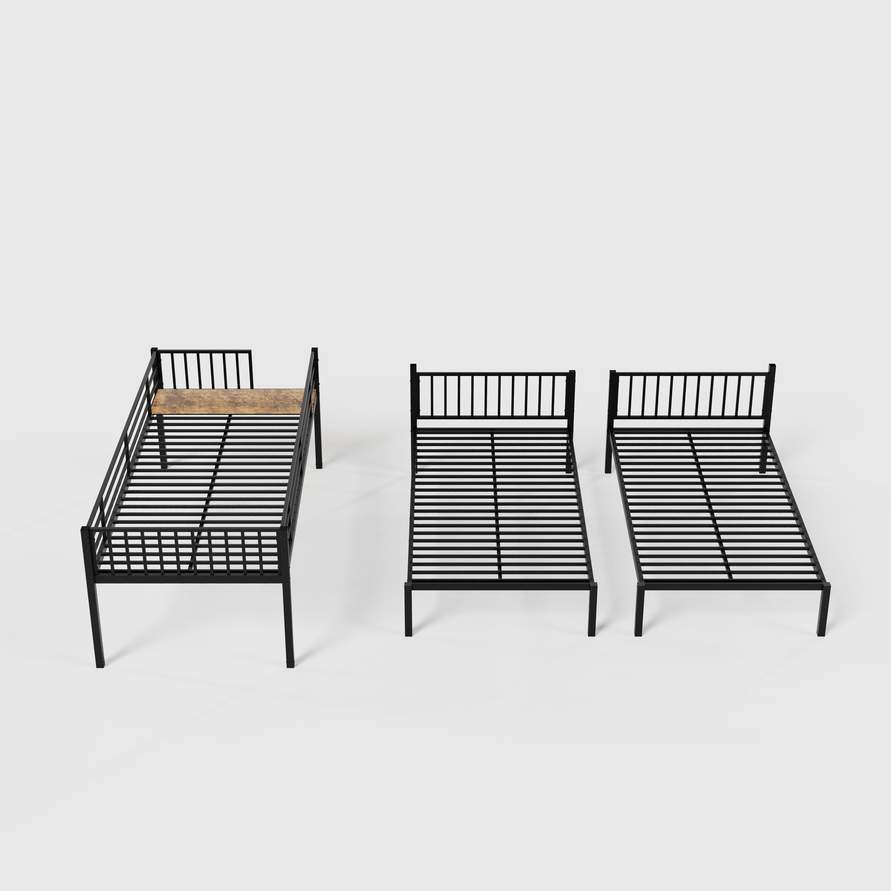 Triple Bunk Bed for Kids,3 Bed Bunk Beds for 3,Metal Triple Bunk Beds,Separates Into 3 Twin Beds,Noise Reduced Structure,Black