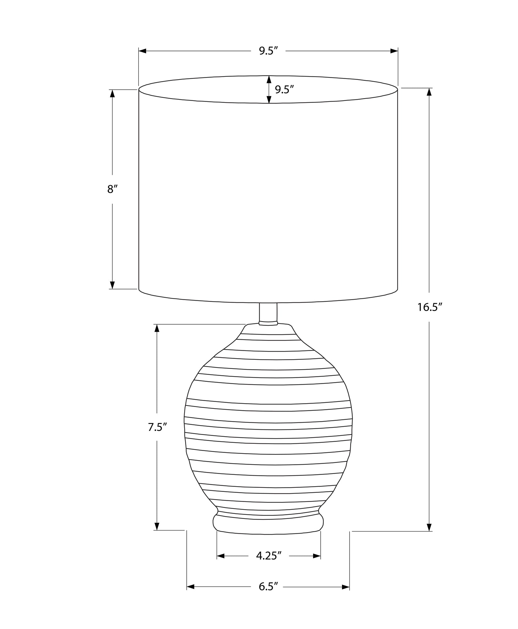 Lighting, 17'h, Table Lamp, Black Ceramic, Ivory / Cream Shade, Transitional