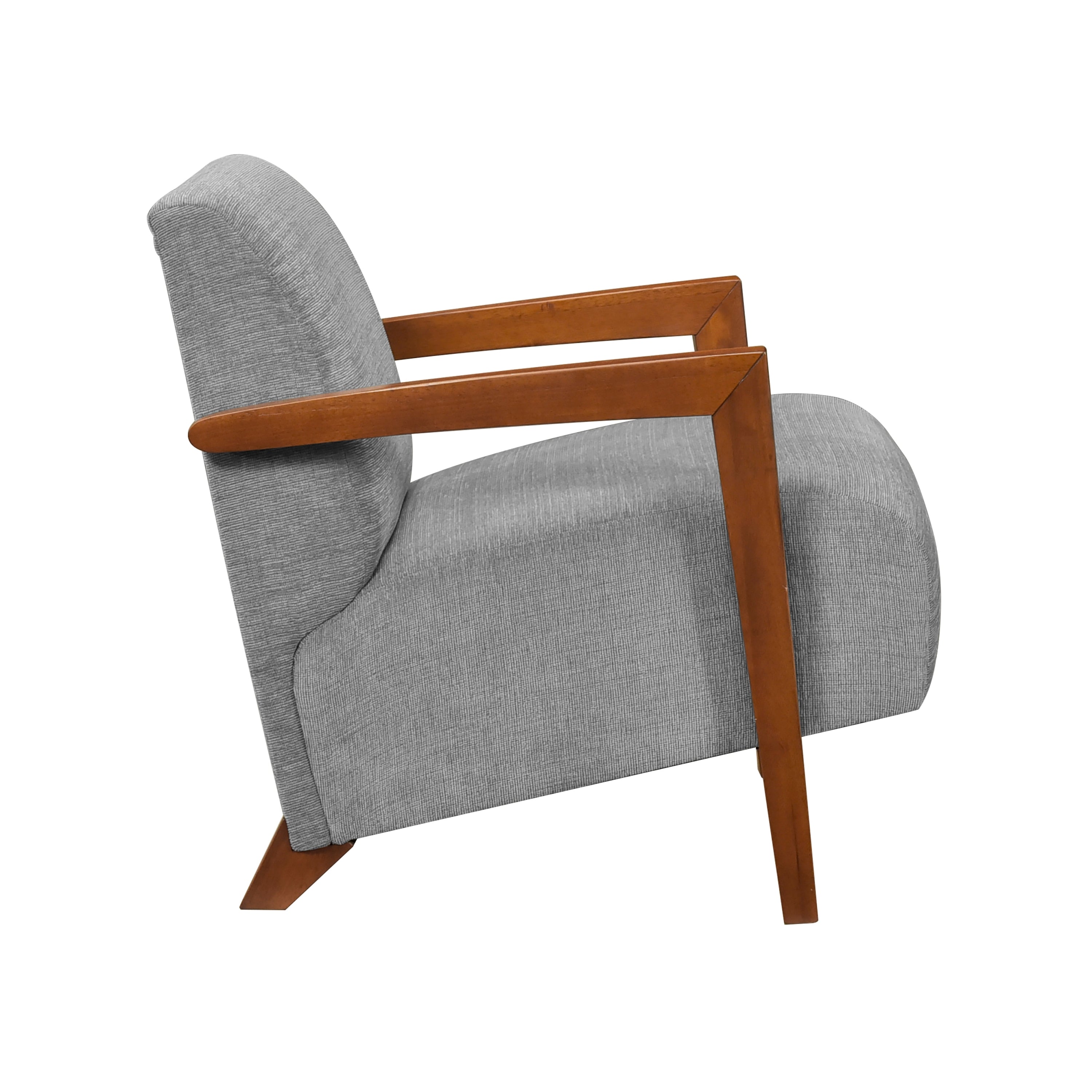 Ultra-Modern Accent Chair Gray Fabric Foam Seat Cushion Solid Wood Luxury Living Room Furniture 1pc