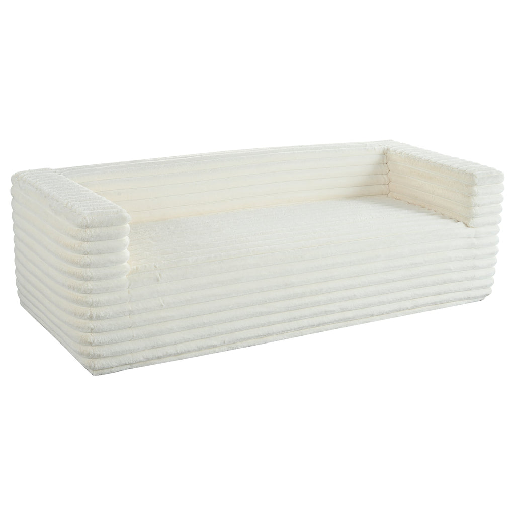 89" Modern Corduroy Couch, 3 Seats Plush Sofa with Squared Arm,Luxury Comfy Seat Super Soft Couches for Living Room,Small Space,Office,Apartment,No Assembly Required