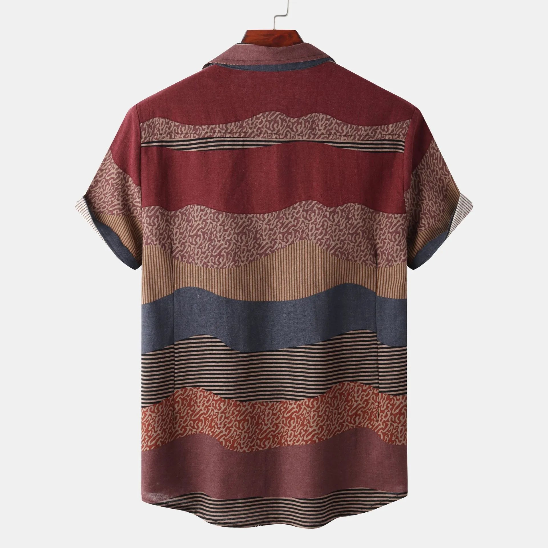Color Block Short Sleeve Casual Shirt