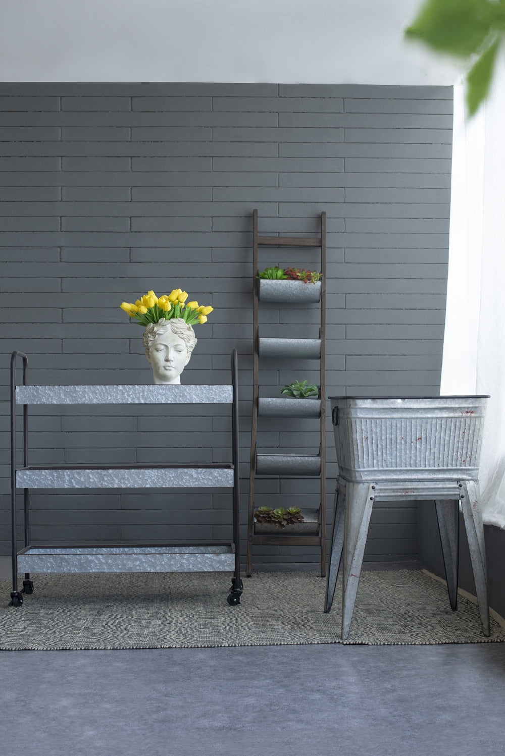 20.5x20.5x21' Large Perryman Galvanized Tub On Stand, for Plant Pot/Planter/ Metal Ice Buckets