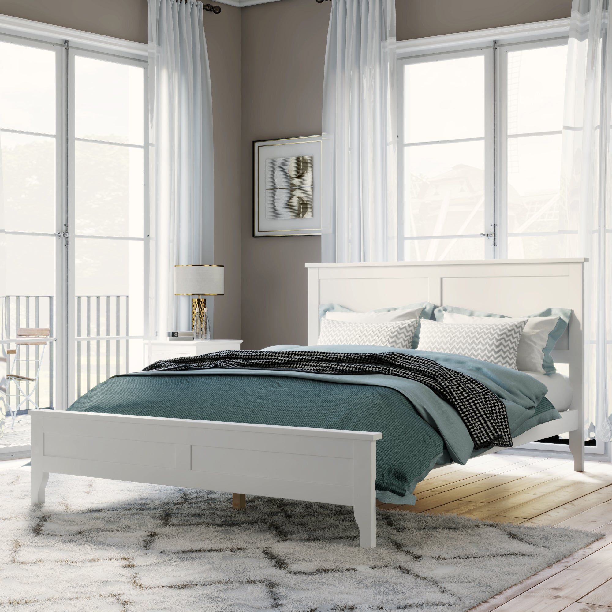 Modern White Solid Wood Full Platform Bed (old sku:WF315100AAK)