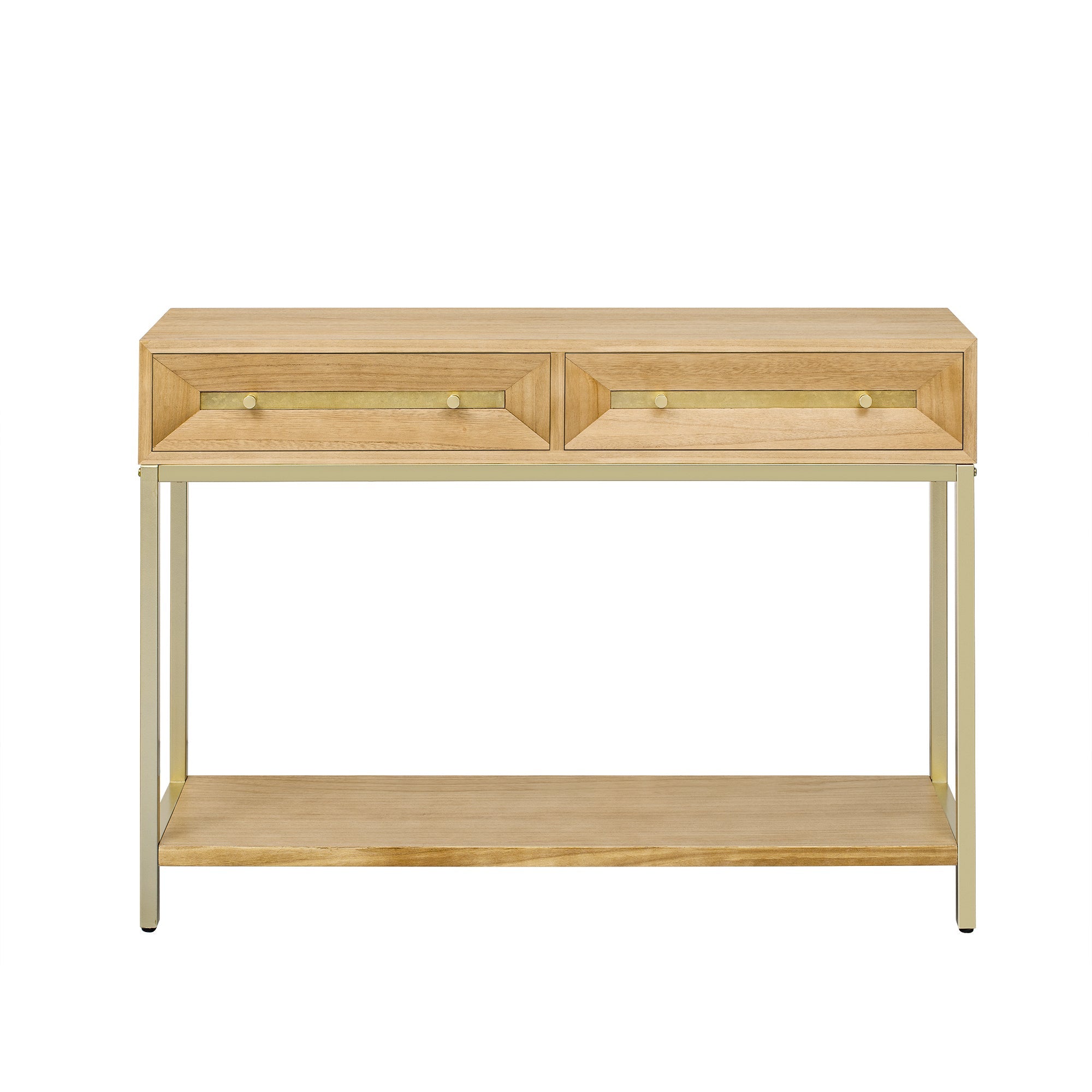 TREXM Entryway Table, Console Table with Two Drawers, Retro Hallway Table with Striking Geometric Design for Entryway and Living Room (Natural)