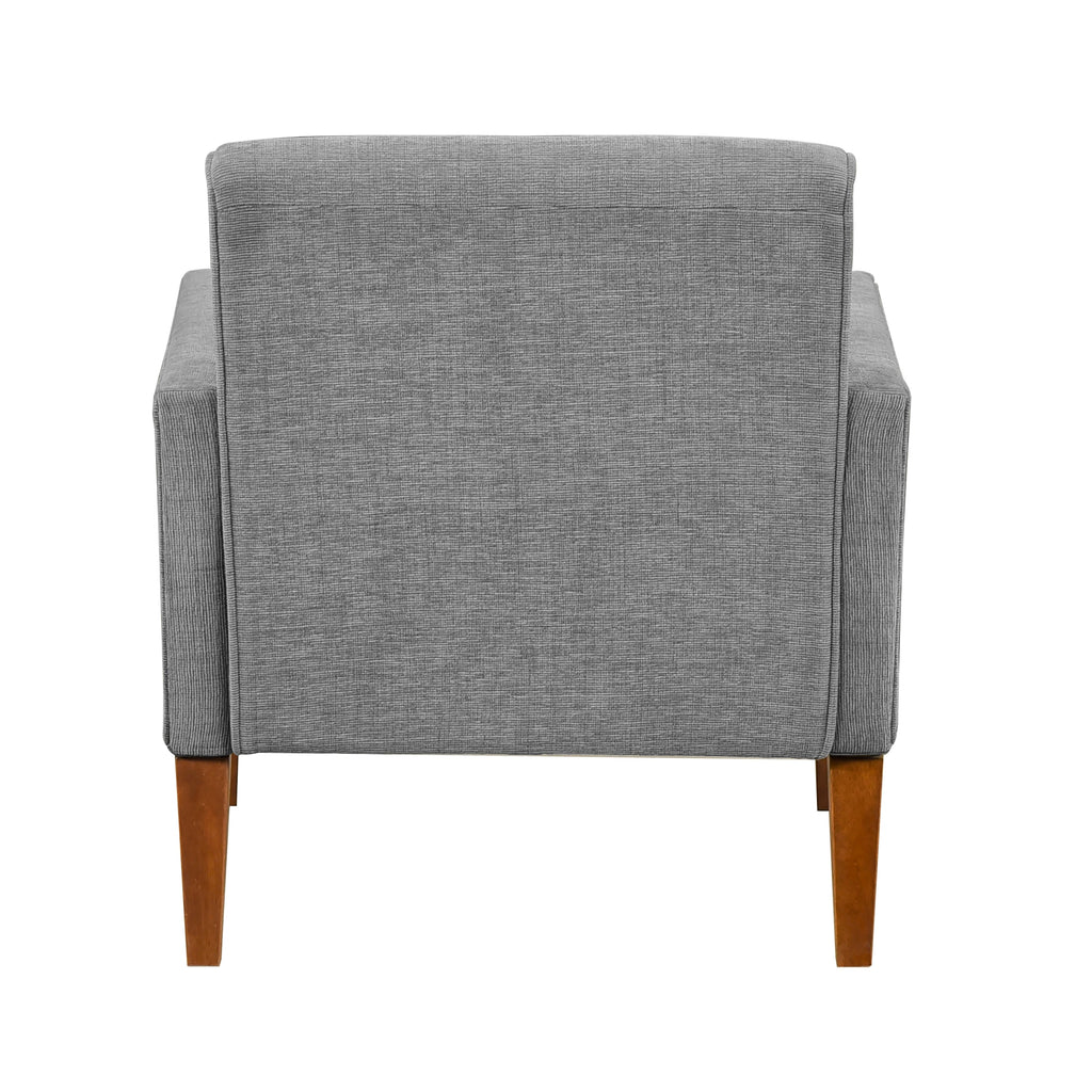 Modern Living Room Chair Gray Chenille Upholstery Pocket Coils Solid Wood Legs Furniture 1pc Armchair