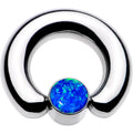 2G 9/16 Aqua Faux Opal 8mm Disc BCR Captive Ring