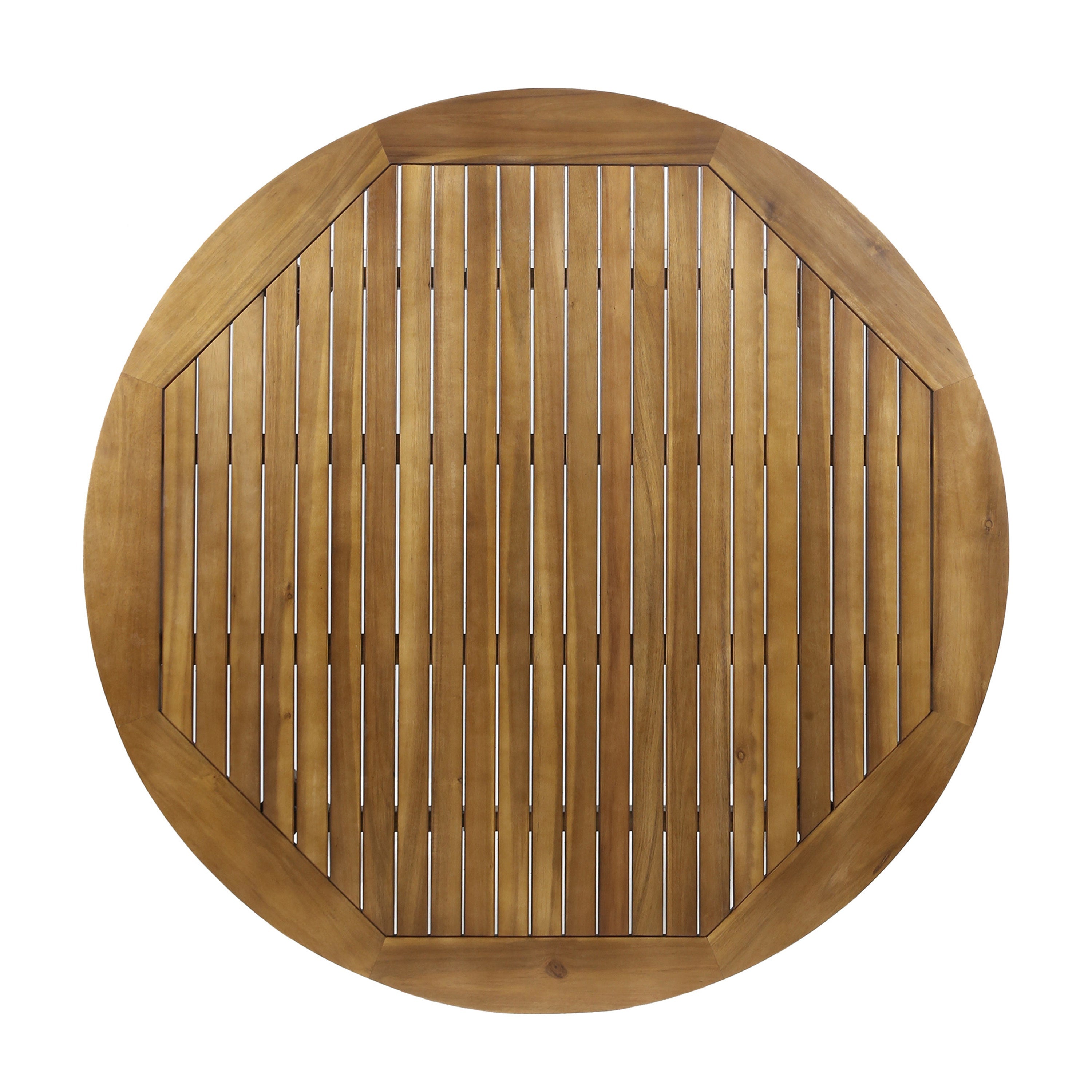 STAMFORD Modern Acacia Wood Dining Table with Straight Leg Base, Teak Finish, 47.25 Inches