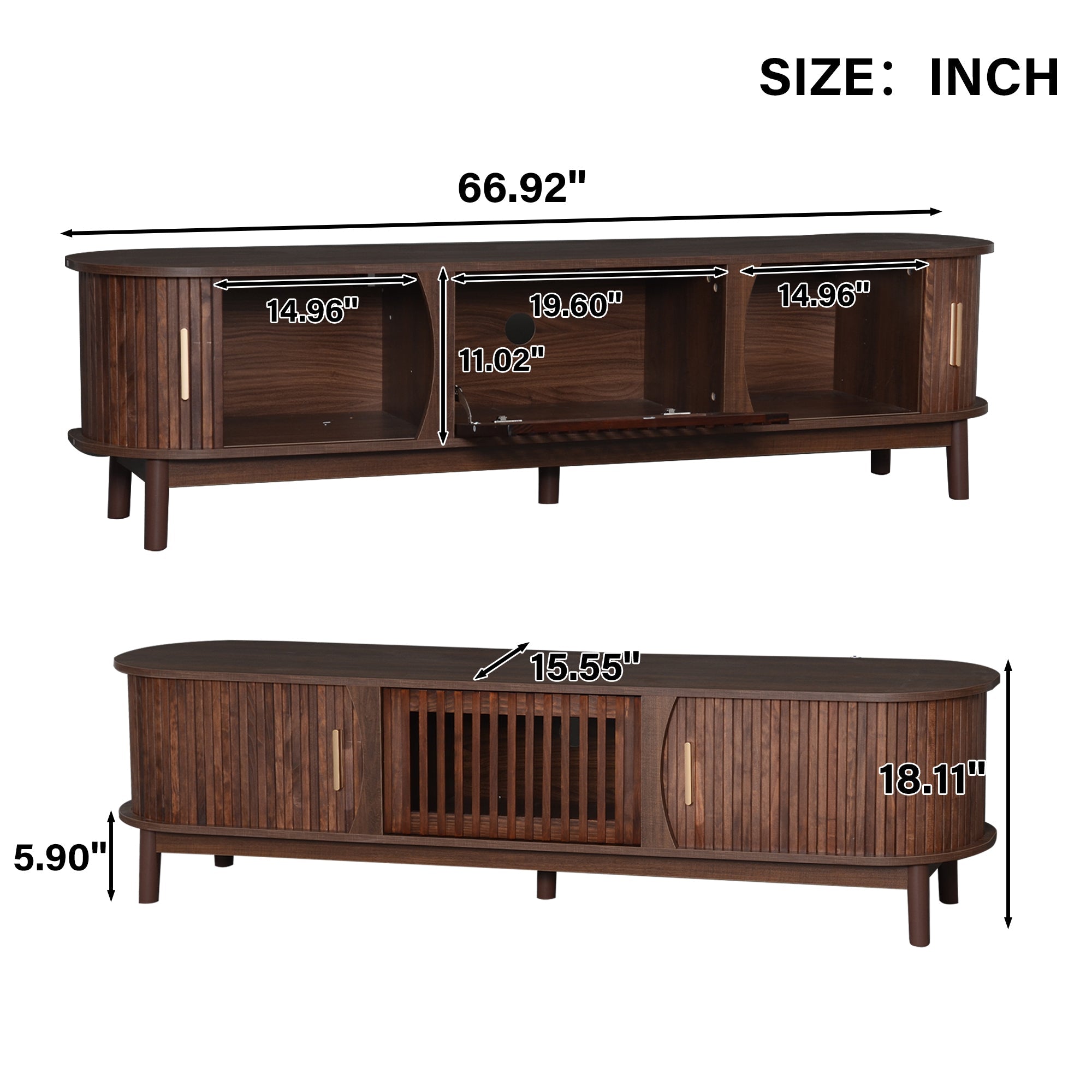 Modern Farmhouse TV Stand for 75' TVs, Wood Entertainment Center with Storage Cabinet, TV Console Table for Living Room, Bedroom