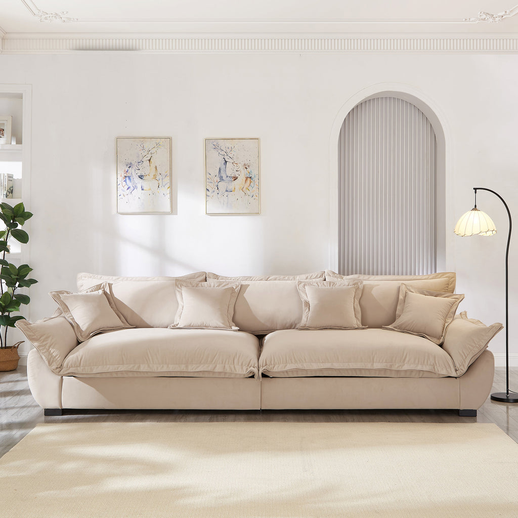 Modular Sectional Sofa, Sailing Design Sofa with Storage, Removable Backrest, Modern Deep Seat Sofa with Throw Pillows for Living Room Bedroom Apartment,Light Khaki