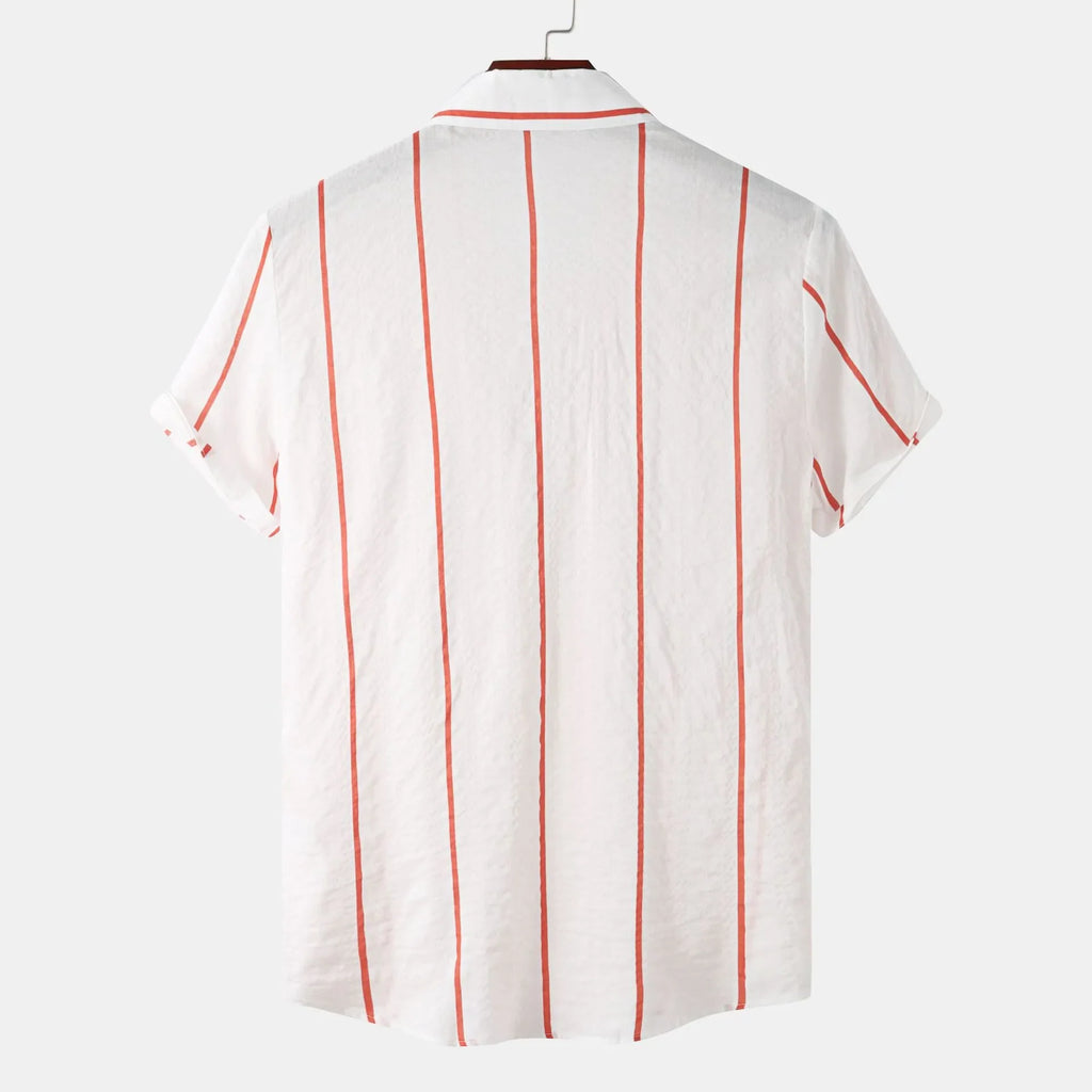 Casual Striped Short Sleeve Button Down Shirt