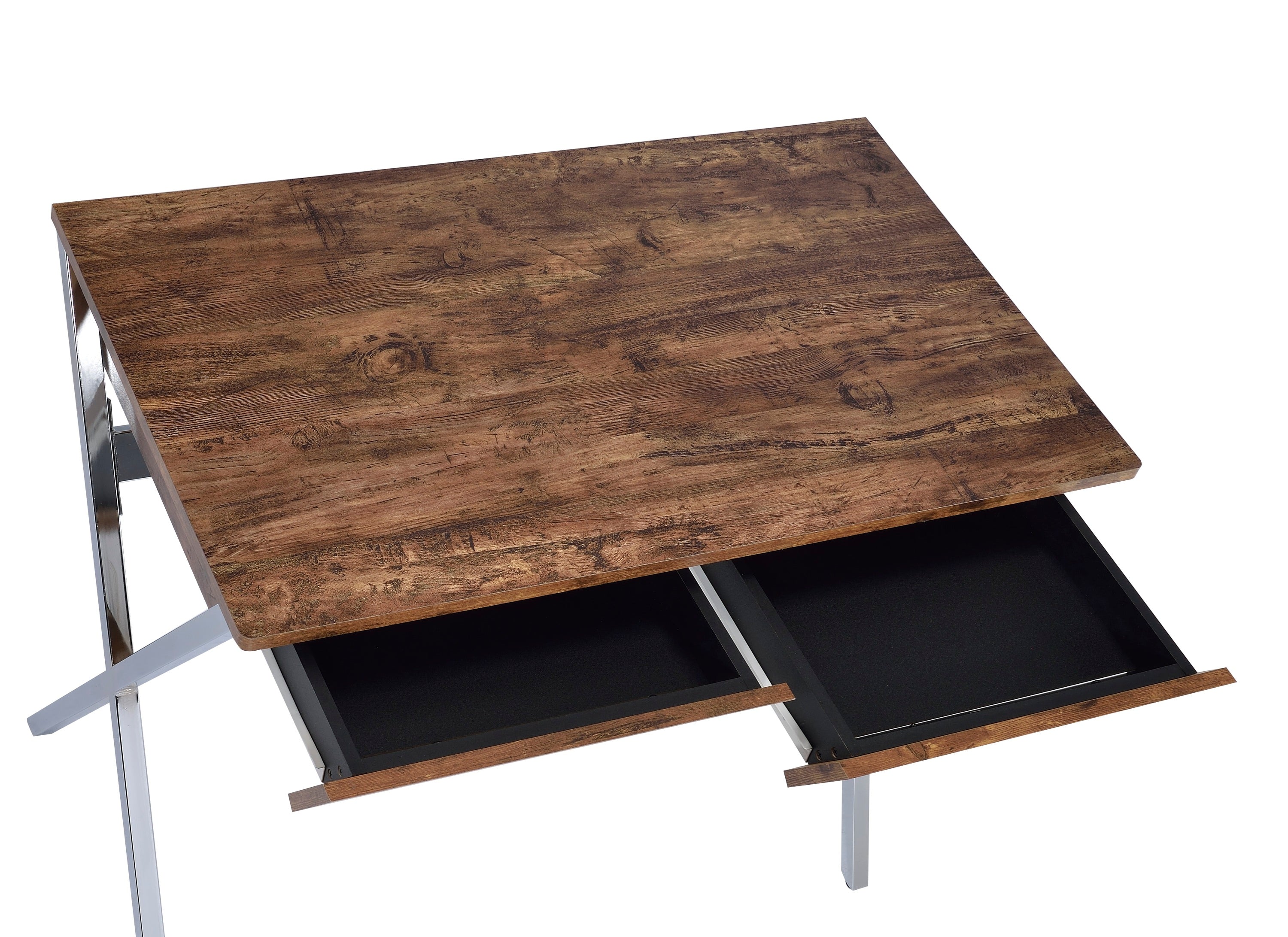Callers Weathered Oak & Chrome Finish Writing Desk