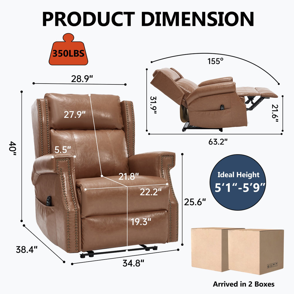 Camel Manual Recliner Chair in Faux Leather for Living Room with Heavy Duty Motion Mechanism, 8 vibrating nodes and 3 massage modes.