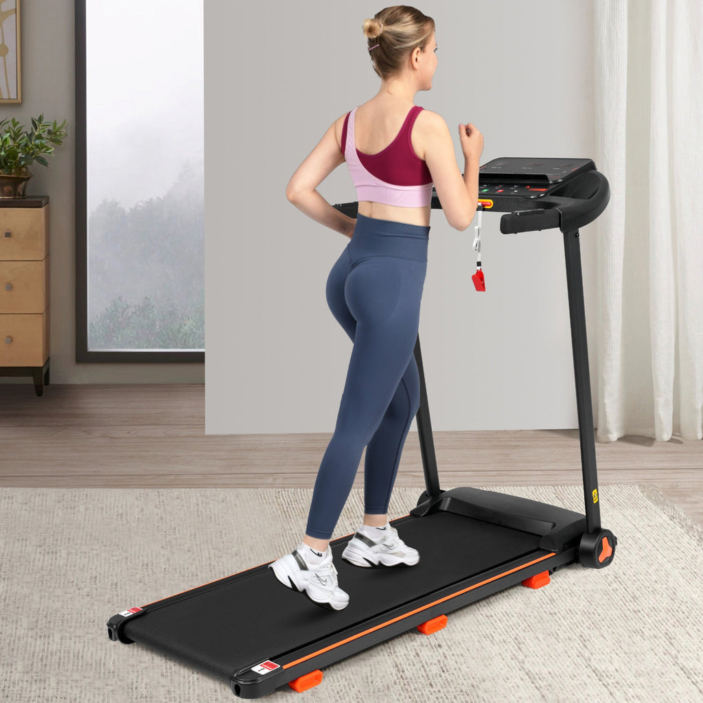 Treadmills for Home, 2.5HP Quiet Folding Treadmill with Heart Rate Sensor, 300lbs Weight Capacity, 7.5MPH, Incline Treadmill With USB Charge Station For Android & Bluetooth Speaker, 6 Shock-Absorbing